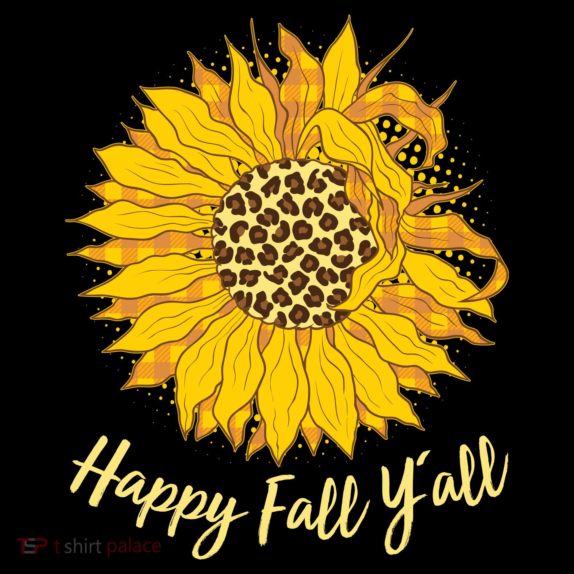 Cute Happy Fall Y'all Leopard Pattern Sunflower Women's Long Sleeve Shirt
