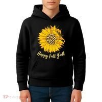 Cute Happy Fall Y'all Leopard Pattern Sunflower Kids Hoodie thumb 4