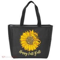 Cute Happy Fall Y'all Leopard Pattern Sunflower Bag thumb 0