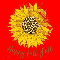 Cute Happy Fall Y'all Leopard Pattern Sunflower Santa Hat thumb 1