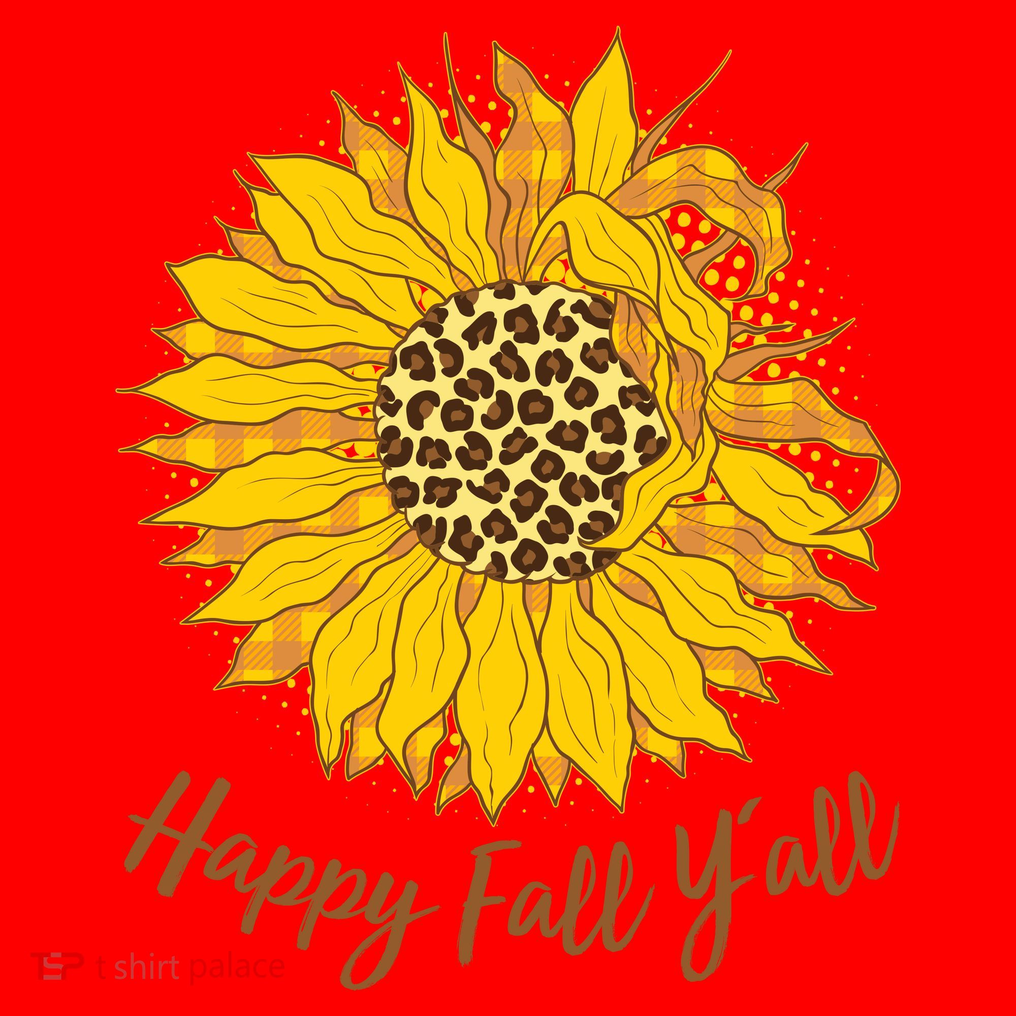 Cute Happy Fall Y'all Leopard Pattern Sunflower Santa Hat