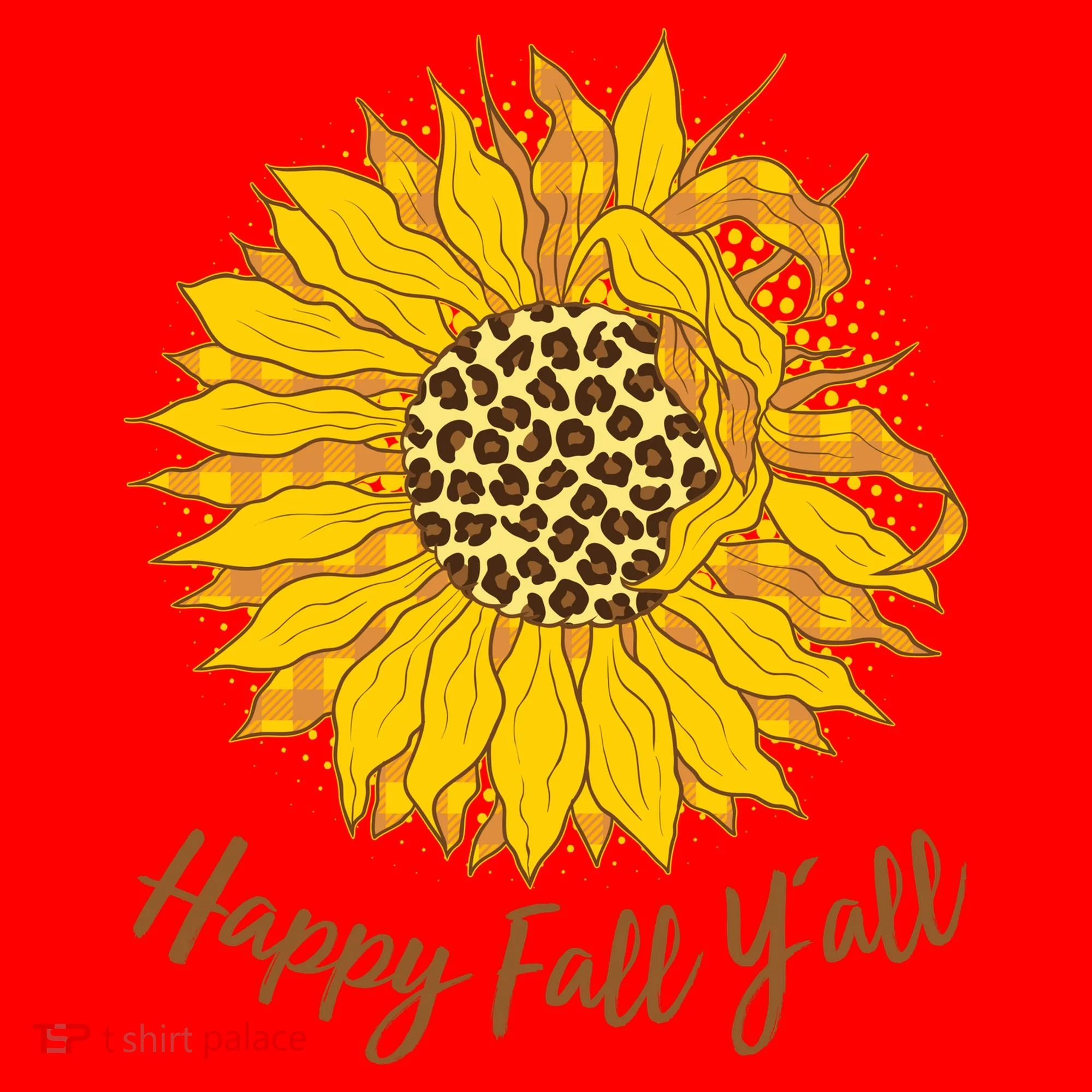 Cute Happy Fall Y'all Leopard Pattern Sunflower Santa Hat
