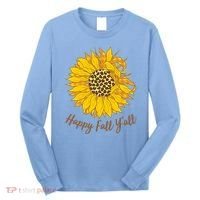 Cute Happy Fall Y'all Leopard Pattern Sunflower Long Sleeve Shirt thumb 0