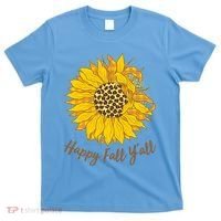 Cute Happy Fall Y'all Leopard Pattern Sunflower T-Shirt thumb 0