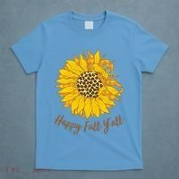 Cute Happy Fall Y'all Leopard Pattern Sunflower T-Shirt thumb 4