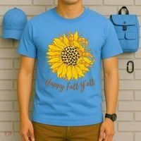 Cute Happy Fall Y'all Leopard Pattern Sunflower T-Shirt thumb 5
