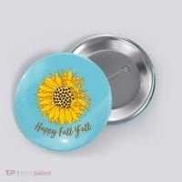 Cute Happy Fall Y'all Leopard Pattern Sunflower Button thumb 0