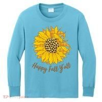 Cute Happy Fall Y'all Leopard Pattern Sunflower Kids Long Sleeve Shirt thumb 0