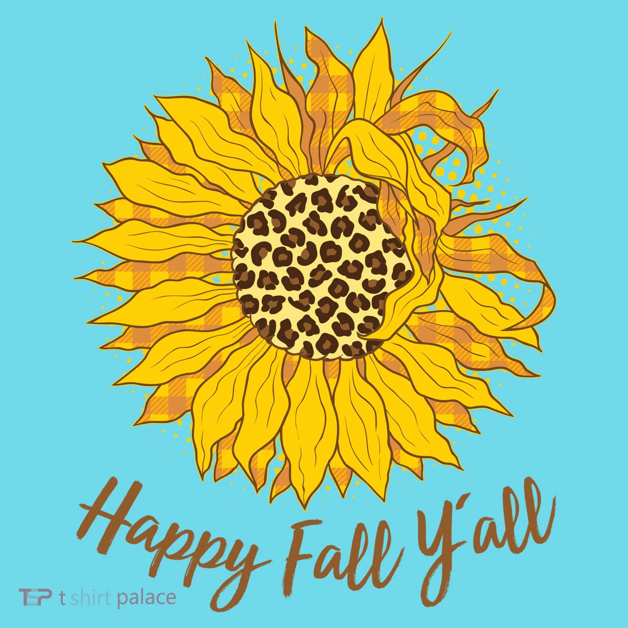 Cute Happy Fall Y'all Leopard Pattern Sunflower Kids Long Sleeve Shirt