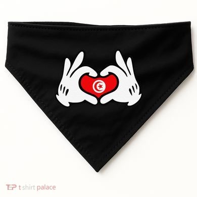 Cartoon Hands Forming Heart Tunisia Flag USA-Made Doggie Bandana