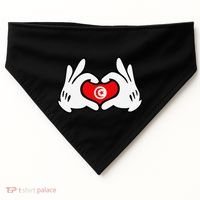 Cartoon Hands Forming Heart Tunisia Flag USA-Made Doggie Bandana thumb 0