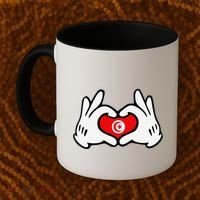 Cartoon Hands Forming Heart Tunisia Flag Coffee Mug thumb 2