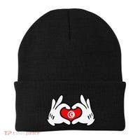 Cartoon Hands Forming Heart Tunisia Flag Beanie thumb 0