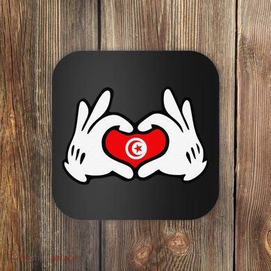 Cartoon Hands Forming Heart Tunisia Flag Coaster