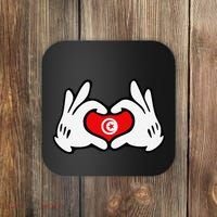Cartoon Hands Forming Heart Tunisia Flag Coaster thumb 0
