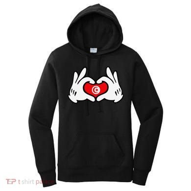 Cartoon Hands Forming Heart Tunisia Flag Women's Hoodie