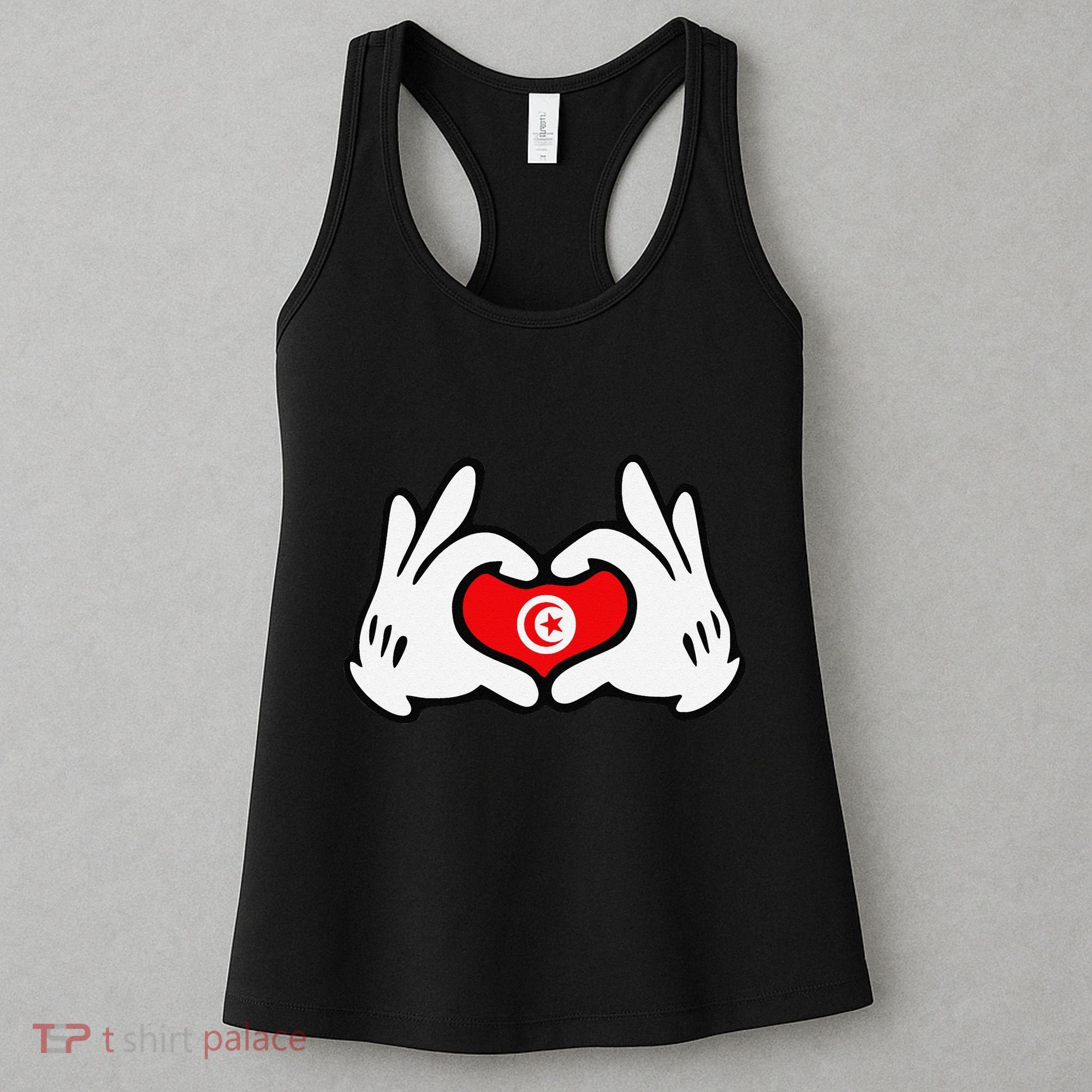 Cartoon Hands Forming Heart Tunisia Flag Women's Tank Top