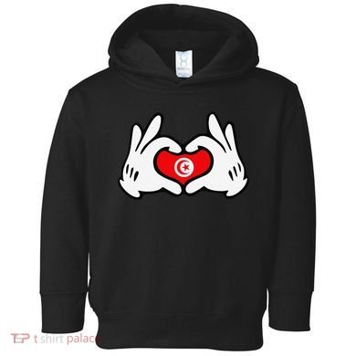 Cartoon Hands Forming Heart Tunisia Flag Toddler Hoodie