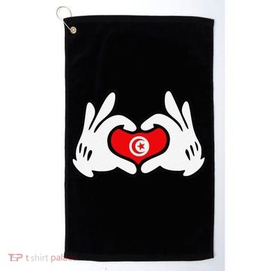 Cartoon Hands Forming Heart Tunisia Flag Golf Towel