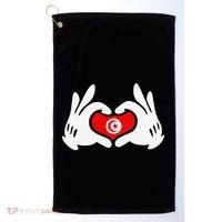 Cartoon Hands Forming Heart Tunisia Flag Golf Towel thumb 0