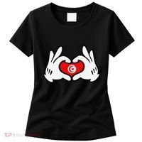 Cartoon Hands Forming Heart Tunisia Flag Women's T-Shirt thumb 0