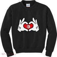 Cartoon Hands Forming Heart Tunisia Flag Kids Sweatshirt thumb 0