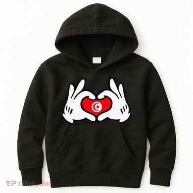 Cartoon Hands Forming Heart Tunisia Flag Kids Hoodie