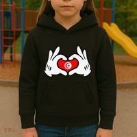 Cartoon Hands Forming Heart Tunisia Flag Kids Hoodie thumb 3