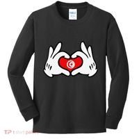 Cartoon Hands Forming Heart Tunisia Flag Kids Long Sleeve Shirt thumb 0
