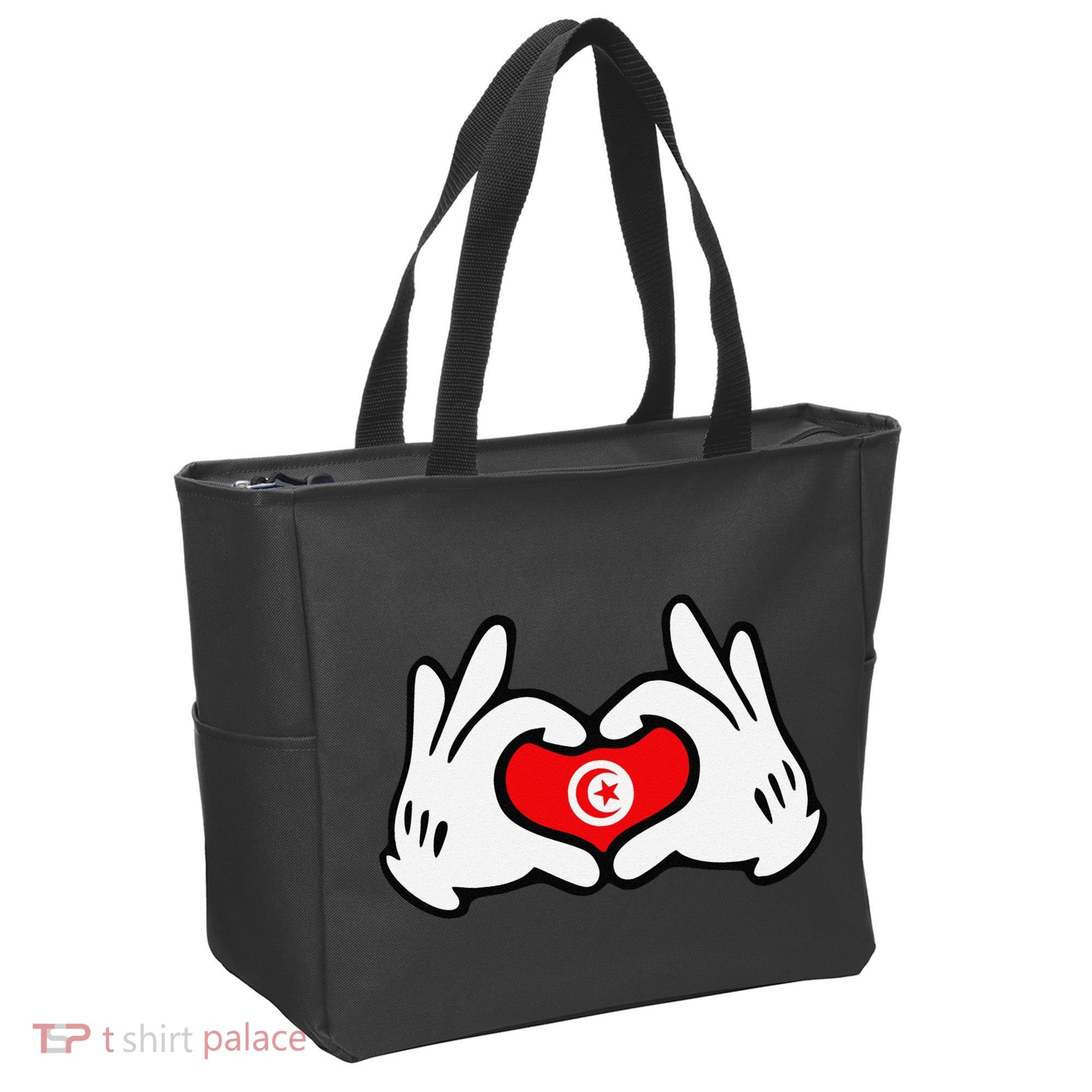 Cartoon Hands Forming Heart Tunisia Flag Tote Bag