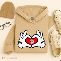 Cartoon Hands Forming Heart Tunisia Flag Hoodie thumb 4