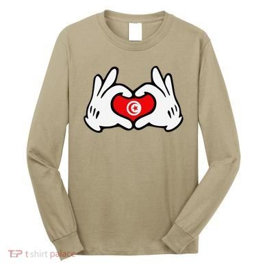 Cartoon Hands Forming Heart Tunisia Flag Long Sleeve Shirt
