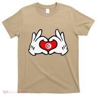 Cartoon Hands Forming Heart Tunisia Flag T-Shirt thumb 0