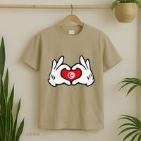 Cartoon Hands Forming Heart Tunisia Flag T-Shirt thumb 2