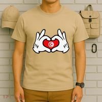 Cartoon Hands Forming Heart Tunisia Flag T-Shirt thumb 6