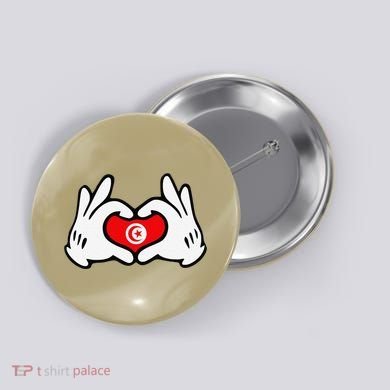 Cartoon Hands Forming Heart Tunisia Flag Button