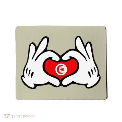 Cartoon Hands Forming Heart Tunisia Flag Mousepad