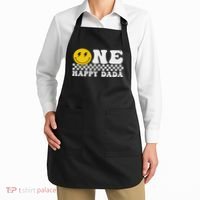 Cute Happy Face One Happy Dude Dada 1st Birthday Apron thumb 2