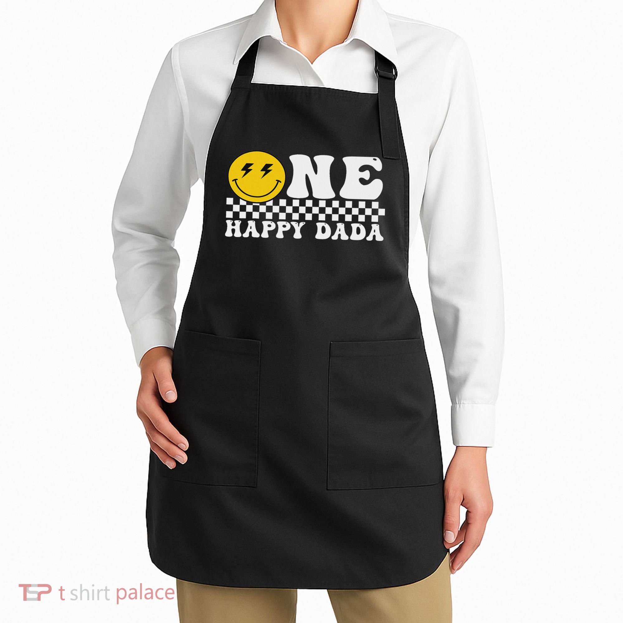 Cute Happy Face One Happy Dude Dada 1st Birthday Apron