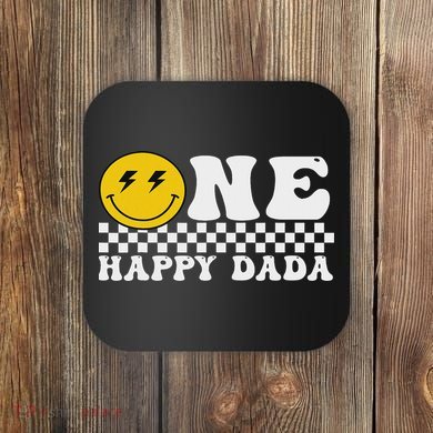 Cute Happy Face One Happy Dude Dada 1st Birthday Coaster