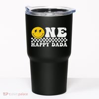Cute Happy Face One Happy Dude Dada 1st Birthday Tumbler thumb 0