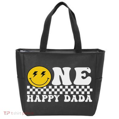 Cute Happy Face One Happy Dude Dada 1st Birthday Tote Bag