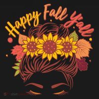 Cute Happy Fall Y'all Woman With Sunflower And Leaves Hair Bun Women's Hoodie thumb 2