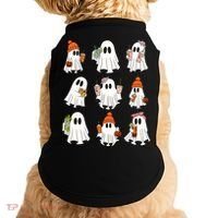 Cute Halloween Ghost Vibes Spooky Autumn Gift Doggie Tank thumb 0