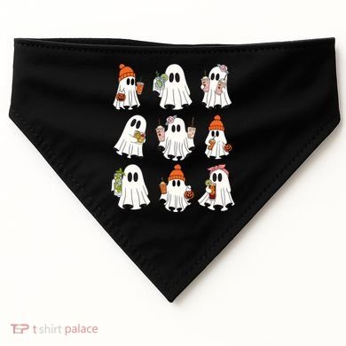 Cute Halloween Ghost Vibes Spooky Autumn Gift USA-Made Doggie Bandana