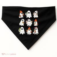 Cute Halloween Ghost Vibes Spooky Autumn Gift USA-Made Doggie Bandana thumb 0