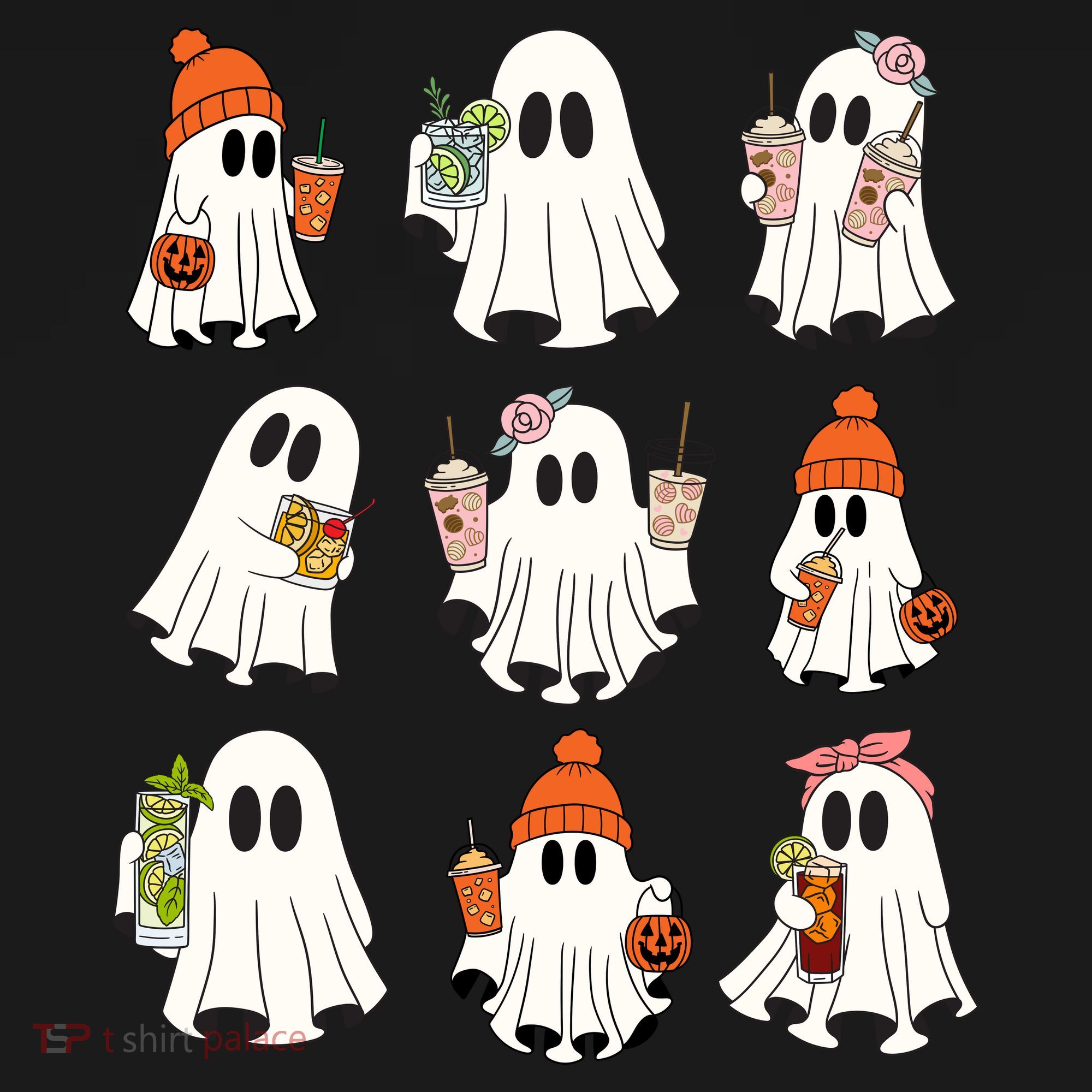 Cute Halloween Ghost Vibes Spooky Autumn Gift USA-Made Doggie Bandana
