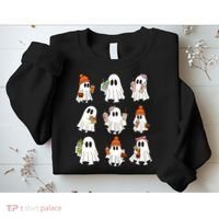 Cute Halloween Ghost Vibes Spooky Autumn Gift Sweatshirt thumb 2