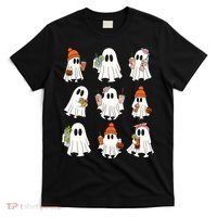 Cute Halloween Ghost Vibes Spooky Autumn Gift T-Shirt thumb 0