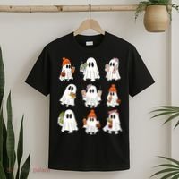 Cute Halloween Ghost Vibes Spooky Autumn Gift T-Shirt thumb 2